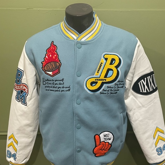 Bleecker&Mercer jacket bomber varsity sky/white - Picture 2 of 6